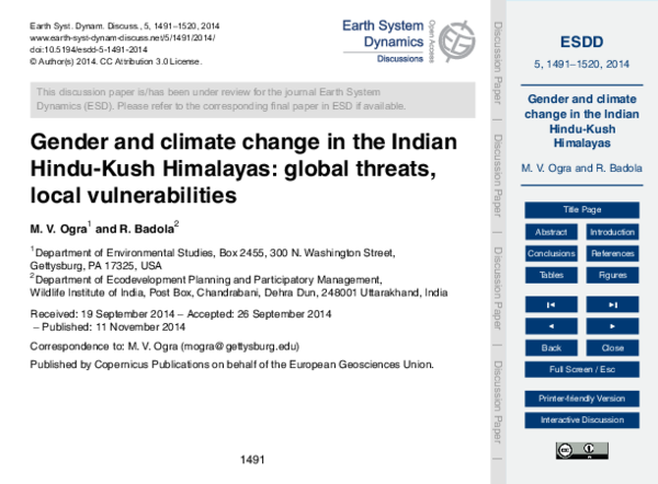 (PDF) Gender and climate change in the Indian Hindu-Kush Himalayas ...