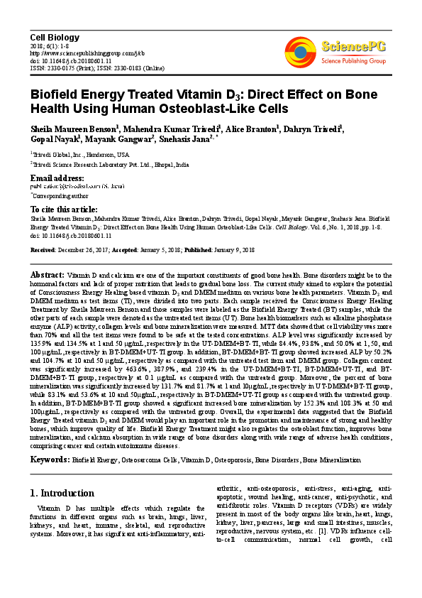 (PDF) Biofield Energy Treated Vitamin D3: Direct Effect on Bone Health ...