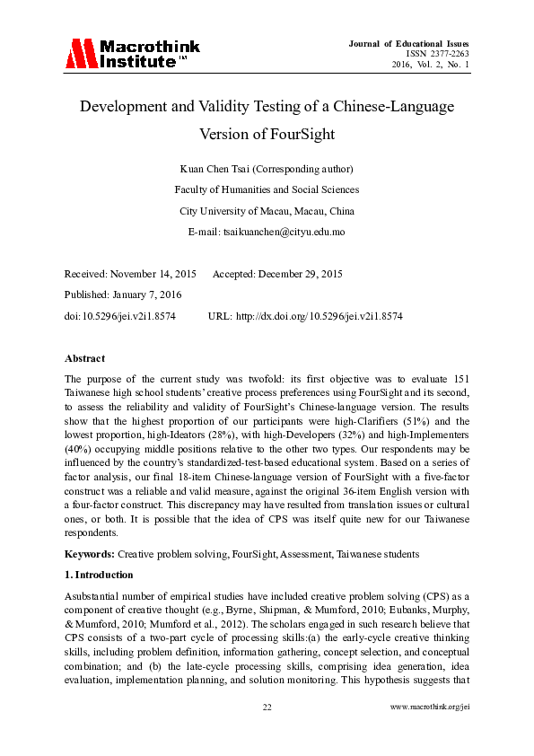 (PDF) Development and Validity Testing of a Chinese-Language Version of ...