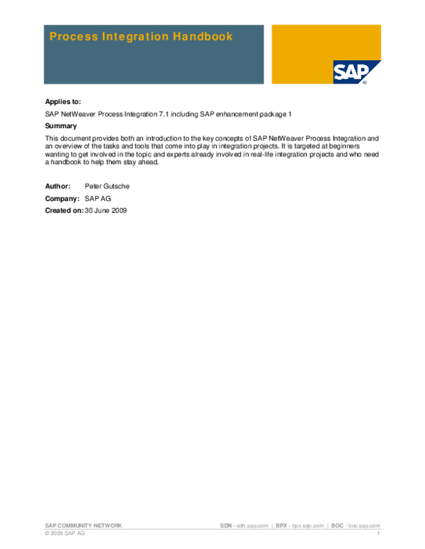 (PDF) SAP COMMUNITY NETWORK Process Integration Handbook