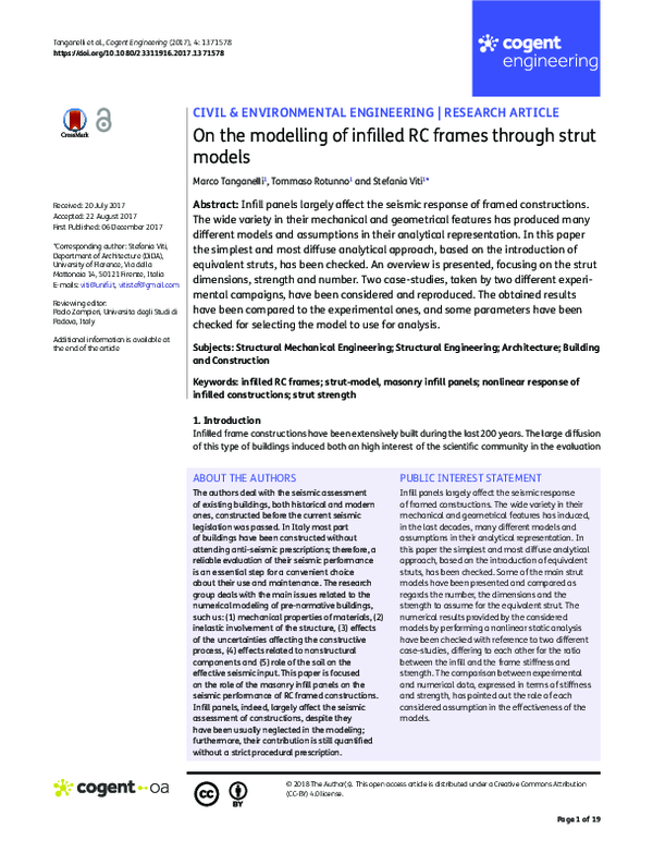 (PDF) On the modelling of infilled RC frames through strut models