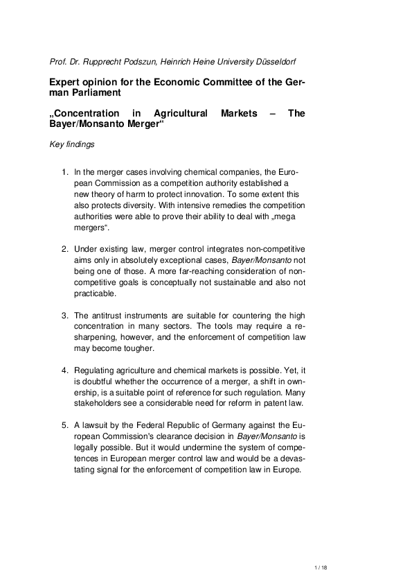 (PDF) Expert Opinion for the Economic Committee of the German