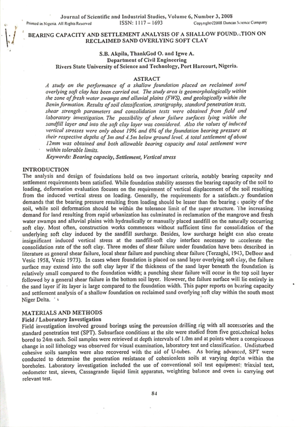 (PDF) ' BEARING CAPACITY AND SETTLEMENT ANALYSIS OF A SHALLOW ...