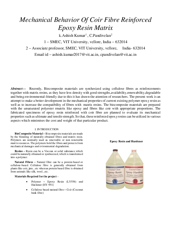 (DOC) Mechanical Behavior Of Coir Fibre Reinforced Epoxy Resin Matrix