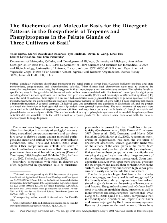 (PDF) The Biochemical and Molecular Basis for the Divergent Patterns in ...