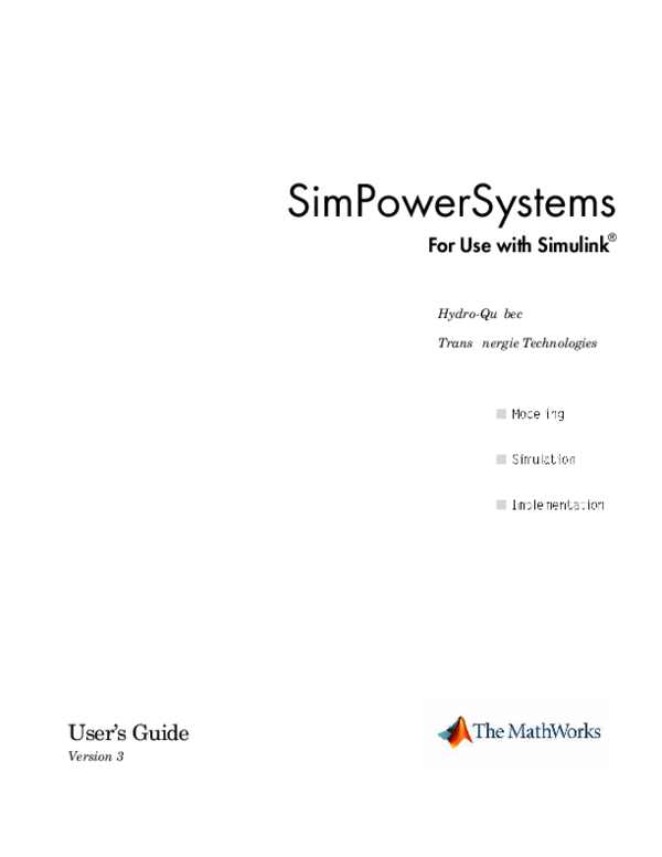 (PDF) User's Guide For Use with Simulink