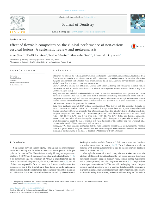 (PDF) Effect of flowable composites on the clinical performance of non