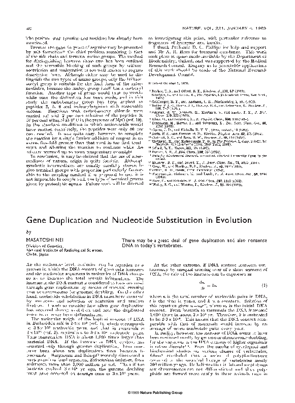 (PDF) Gene Duplication and Nucleotide Substitution in Evolution