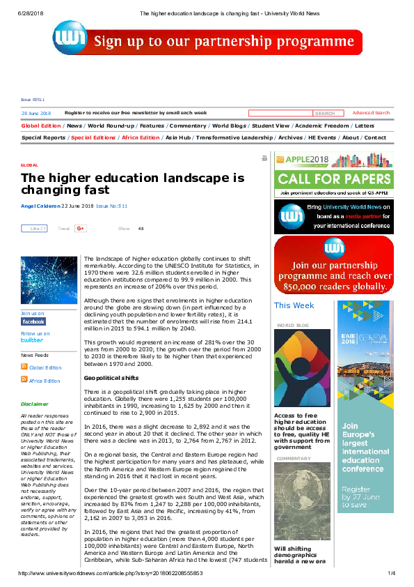 (PDF) The higher education landscape is changing fast