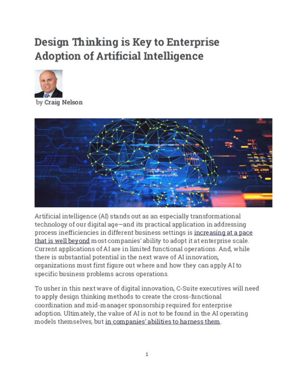 (PDF) Design Thinking is Key to Enterprise Adoption of Artificial ...