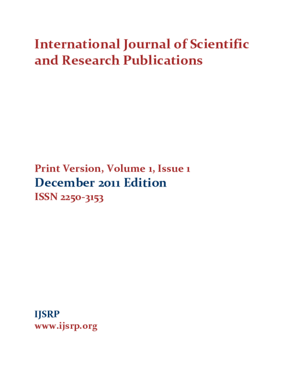 (PDF) International Journal of Scientific and Research Publications