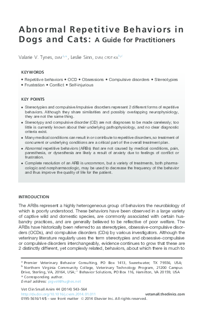 (PDF) Abnormal Repetitive Behaviors in Dogs and Cats: A Guide for ...