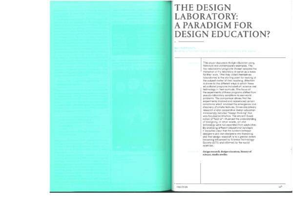 (PDF) The Design Laboratory: A Paradigm for Design Education?