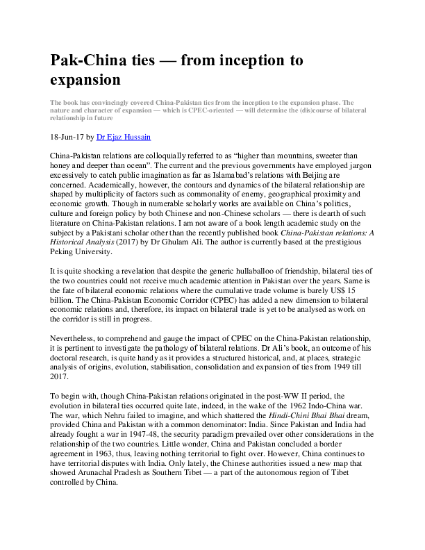 Thesis on pak china relations picture