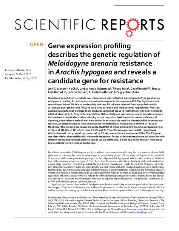 (PDF) Gene expression profiling describes the genetic regulation of ...