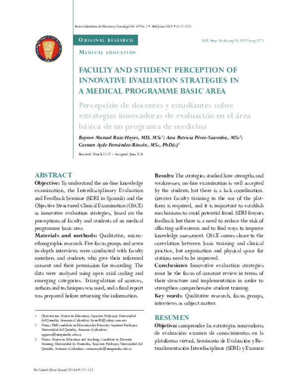 (PDF) FACULTY AND STUDENT PERCEPTION OF INNOVATIVE EVALUATION ...