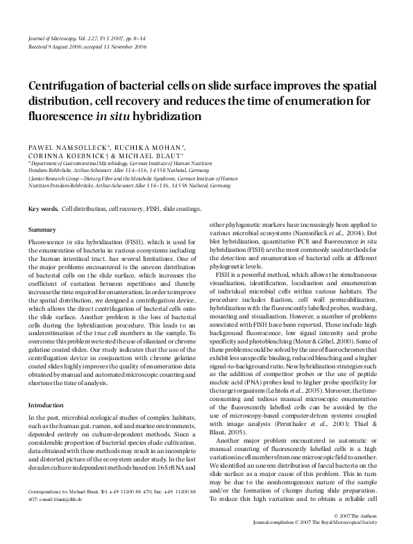(PDF) Centrifugation of bacterial cells on slide surface improves the