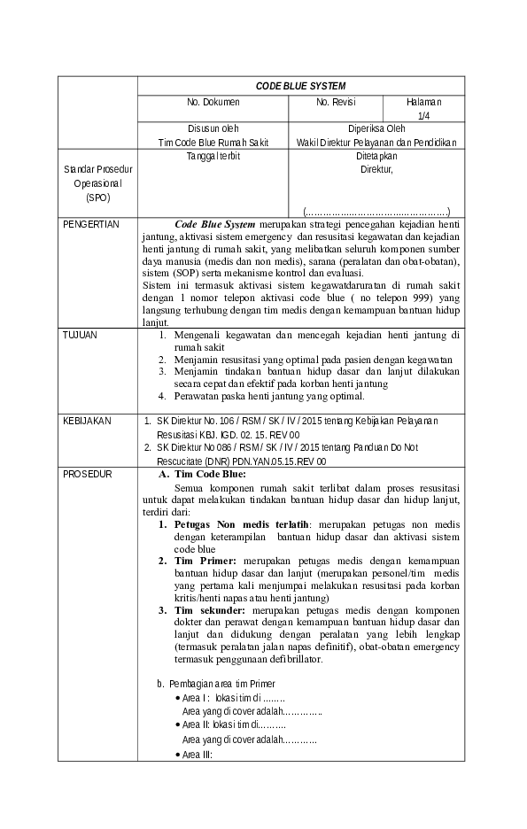 (PDF) CODE BLUE SYSTEM | Mutiara Rahmawati - Academia.edu