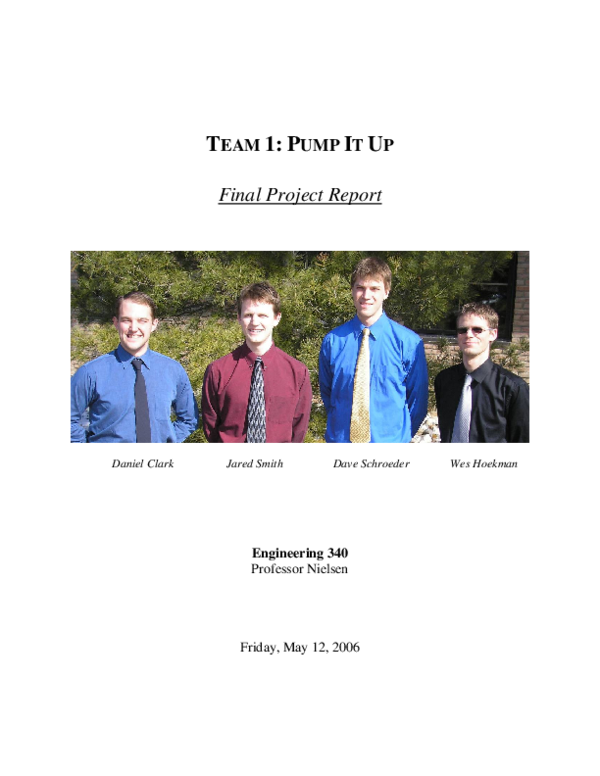 (PDF) TEAM 1: PUMP IT UP Final Project Report
