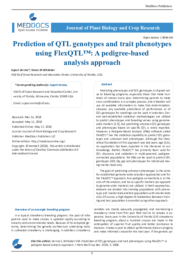 (PDF) Prediction of QTL genotypes and trait phenotypes using FlexQTL ...