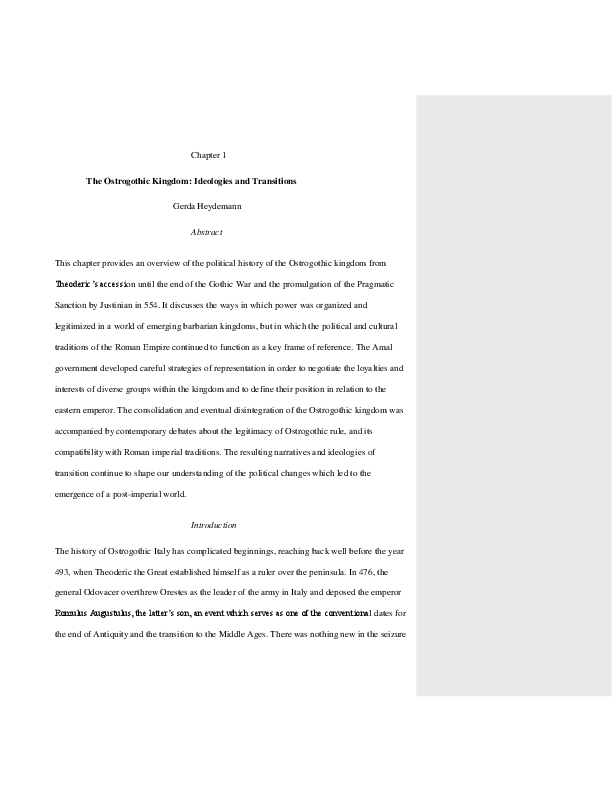 The Ostrogothic Kingdom - Ideologies and Transitions (pre-print version).