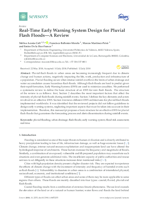 (PDF) Real-Time Early Warning System Design for Pluvial Flash Floods—A ...