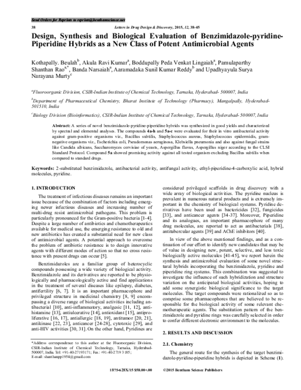 (PDF) Design, Synthesis and Biological Evaluation of Benzimidazole ...
