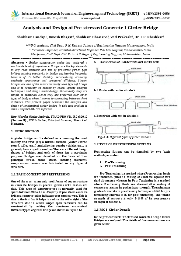 (PDF) Analysis and Design of Pre-stressed Concrete I-Girder Bridge