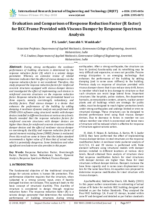 (PDF) IRJET- Evaluation and Comparison of Response Reduction Factor (R ...