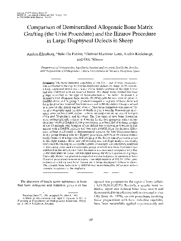 (PDF) Comparison of demineralized allogeneic bone matrix grafting (the ...