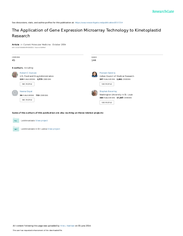 (PDF) The Application of Gene Expression Microarray Technology to ...