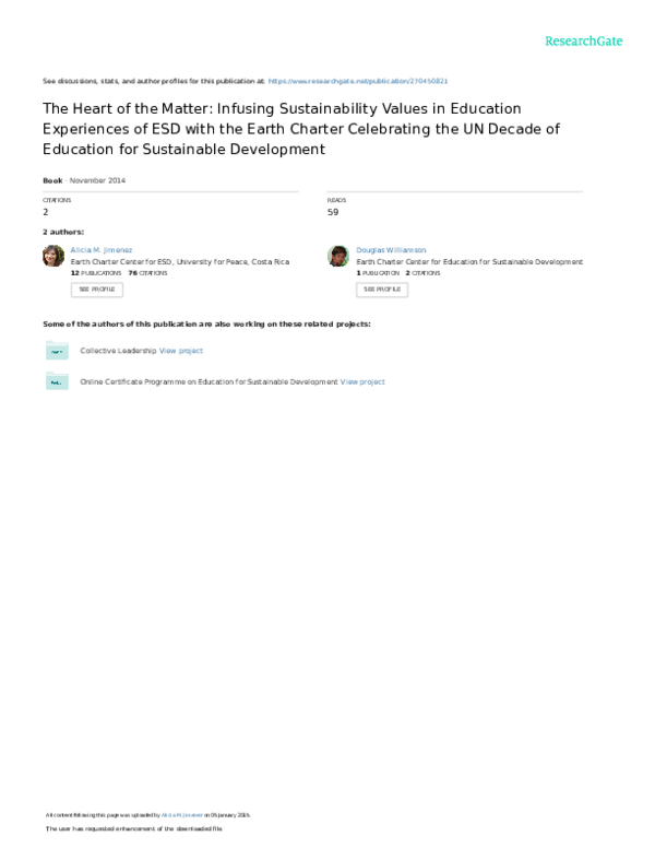 (PDF) The Heart of the Matter: Infusing Sustainability Values in ...
