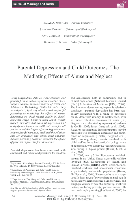(PDF) Parental Depression and Child Outcomes