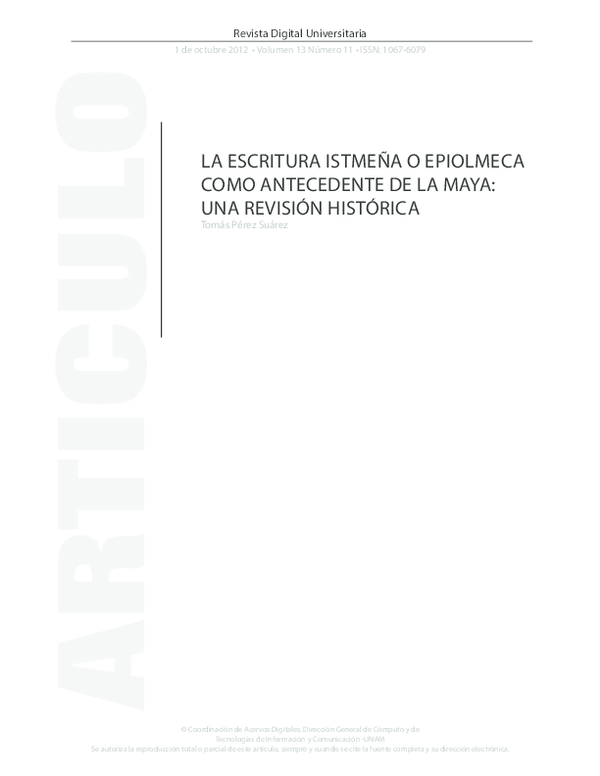 (PDF) La escritura istmeña o epiolmeca como antecedente de la maya una