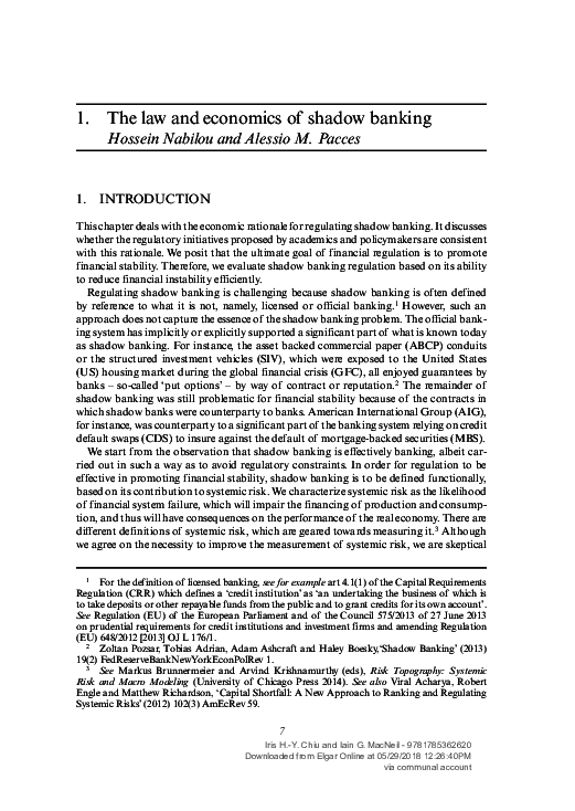 (PDF) The law and economics of shadow banking
