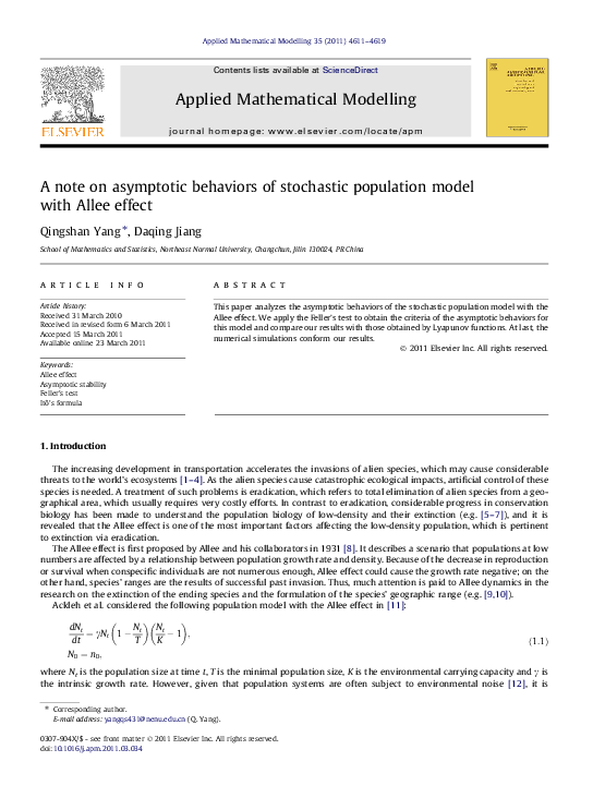 (PDF) A note on asymptotic behaviors of stochastic population model ...