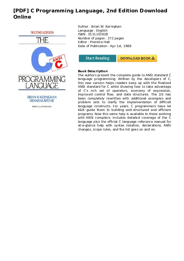 (PDF) C programming language 2nd edition