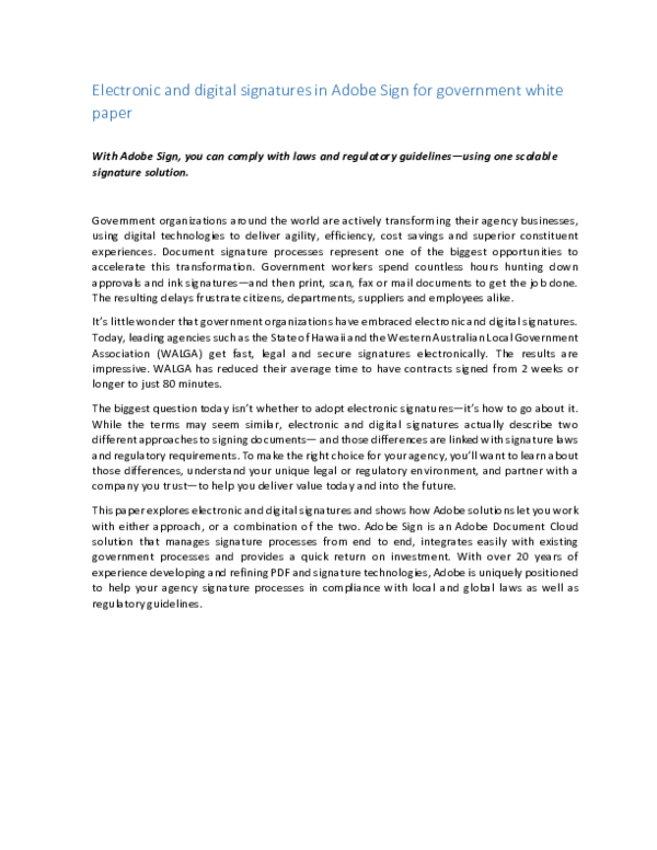 (PDF) Electronic and digital signatures in Adobe Sign for government ...