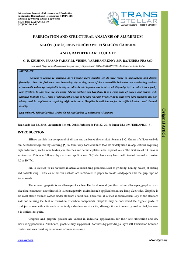 (PDF) FABRICATION AND STRUCTURAL ANALYSIS OF ALUMINIUM ALLOY (LM25 ...