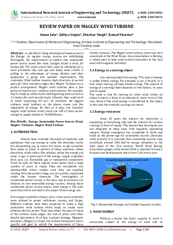 (PDF) IRJET- REVIEW PAPER ON MAGLEV WIND TURBINE