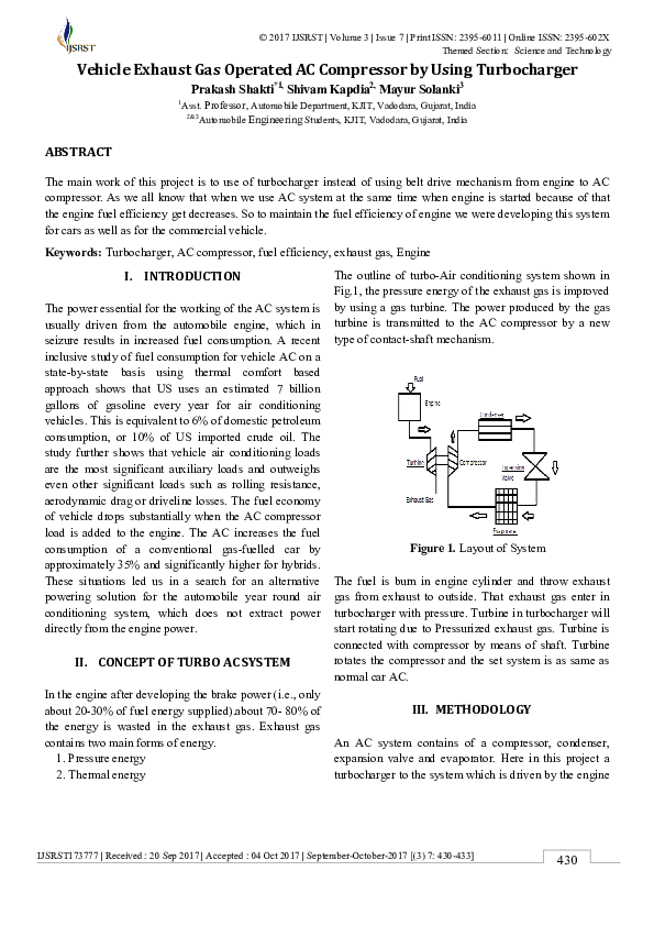 (PDF) Vehicle Exhaust Gas Operated AC Compressor by Using Turbocharger