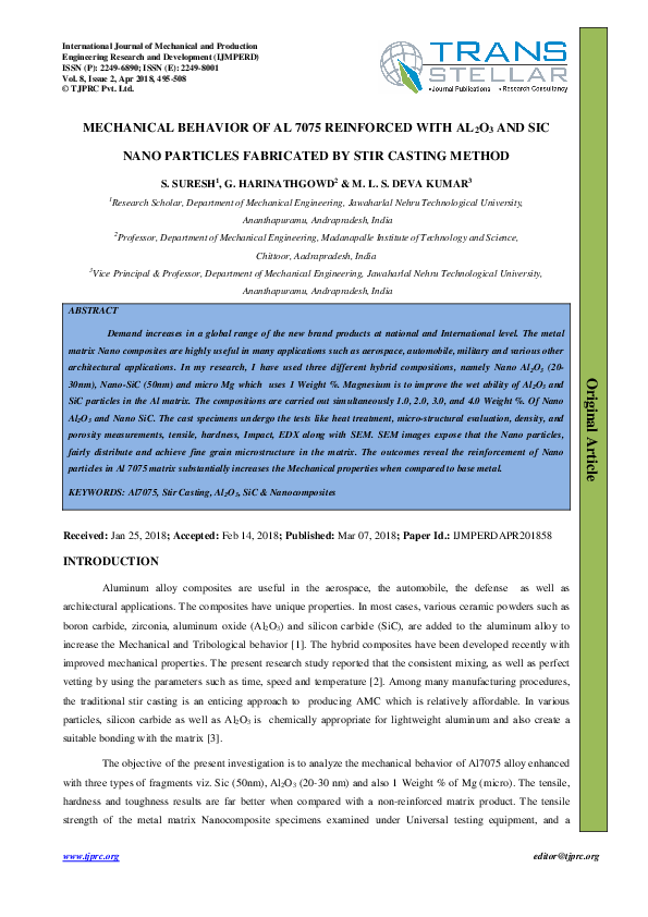 (PDF) MECHANICAL BEHAVIOR OF AL 7075 REINFORCED WITH AL 2 O 3 AND SIC ...