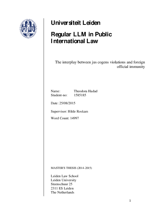 (PDF) The interplay between jus cogens violations and foreign official