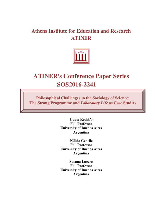 (PDF) Philosophical Challenges to the Sociology of Science The Strong