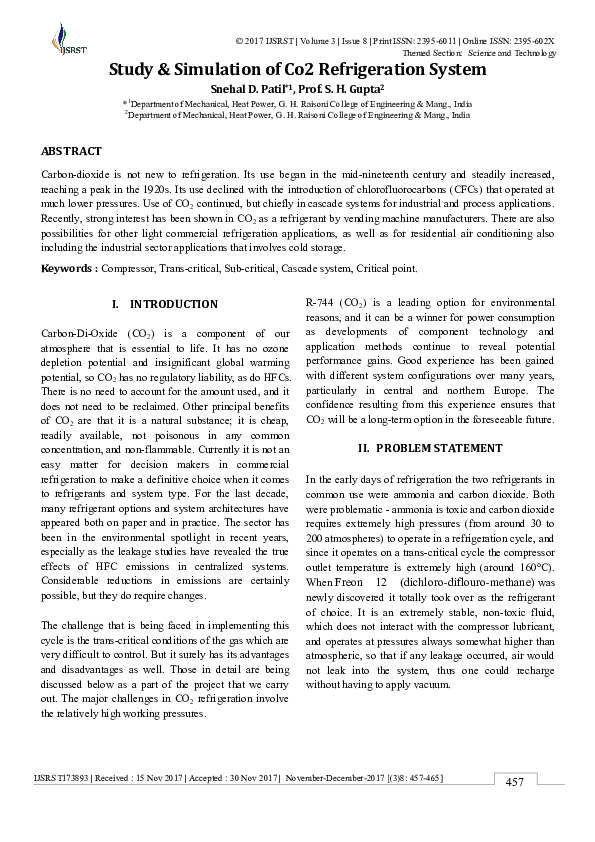 (PDF) Study & Simulation of Co2 Refrigeration System International
