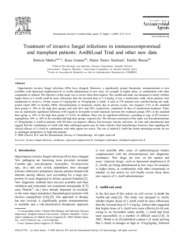 (PDF) Treatment of invasive fungal infections in immunocompromised and ...