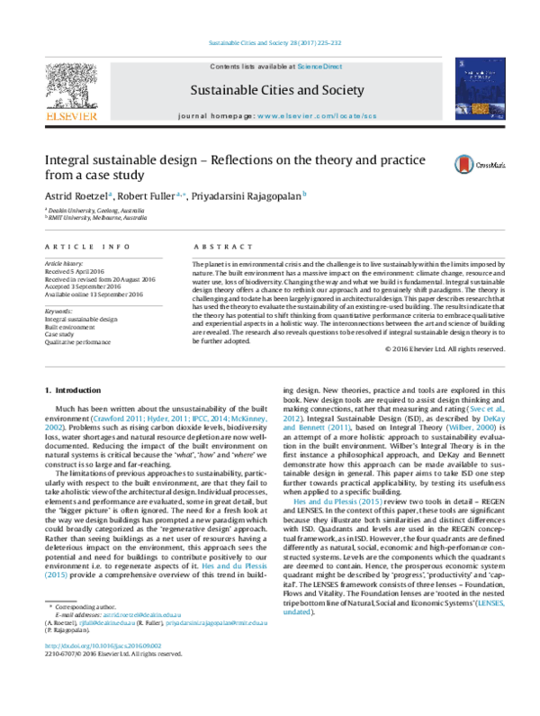 (PDF) Integral sustainable design – Reflections on the theory and ...