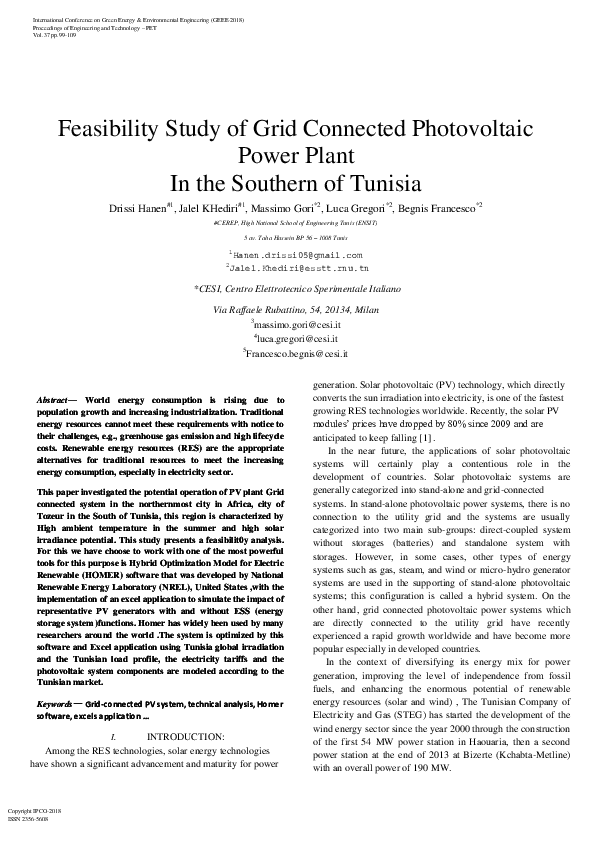 (PDF) Feasibility Study of Grid Connected Photovoltaic Power Plant In ...