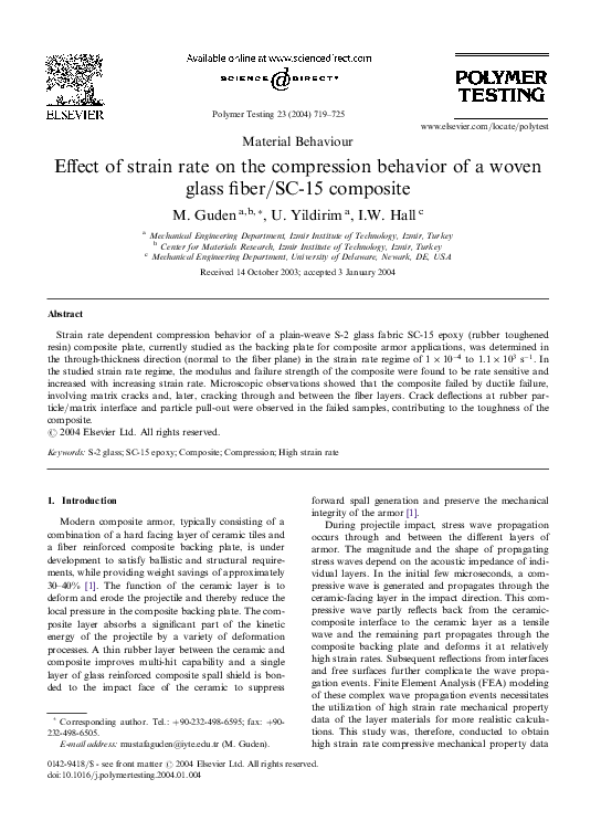 (PDF) Effect of strain rate on the compression behavior of a woven ...