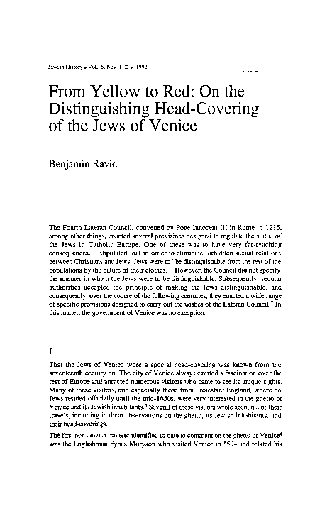 (PDF) Benjamin Ravid, “From Yellow to Red: On the Distinguishing Head ...